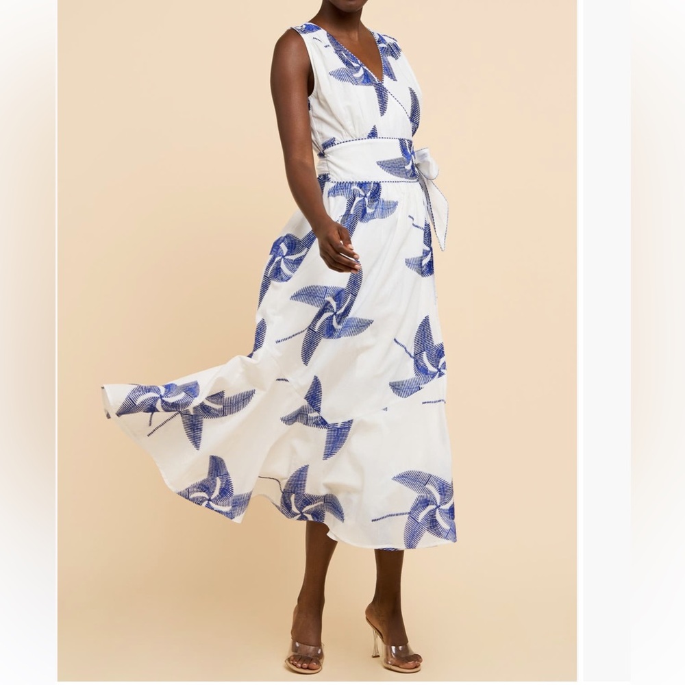 CIEBON🔥 Kaiden Embroidered Tie Belt Maxi Wrap Dress - Picture 5 of 13